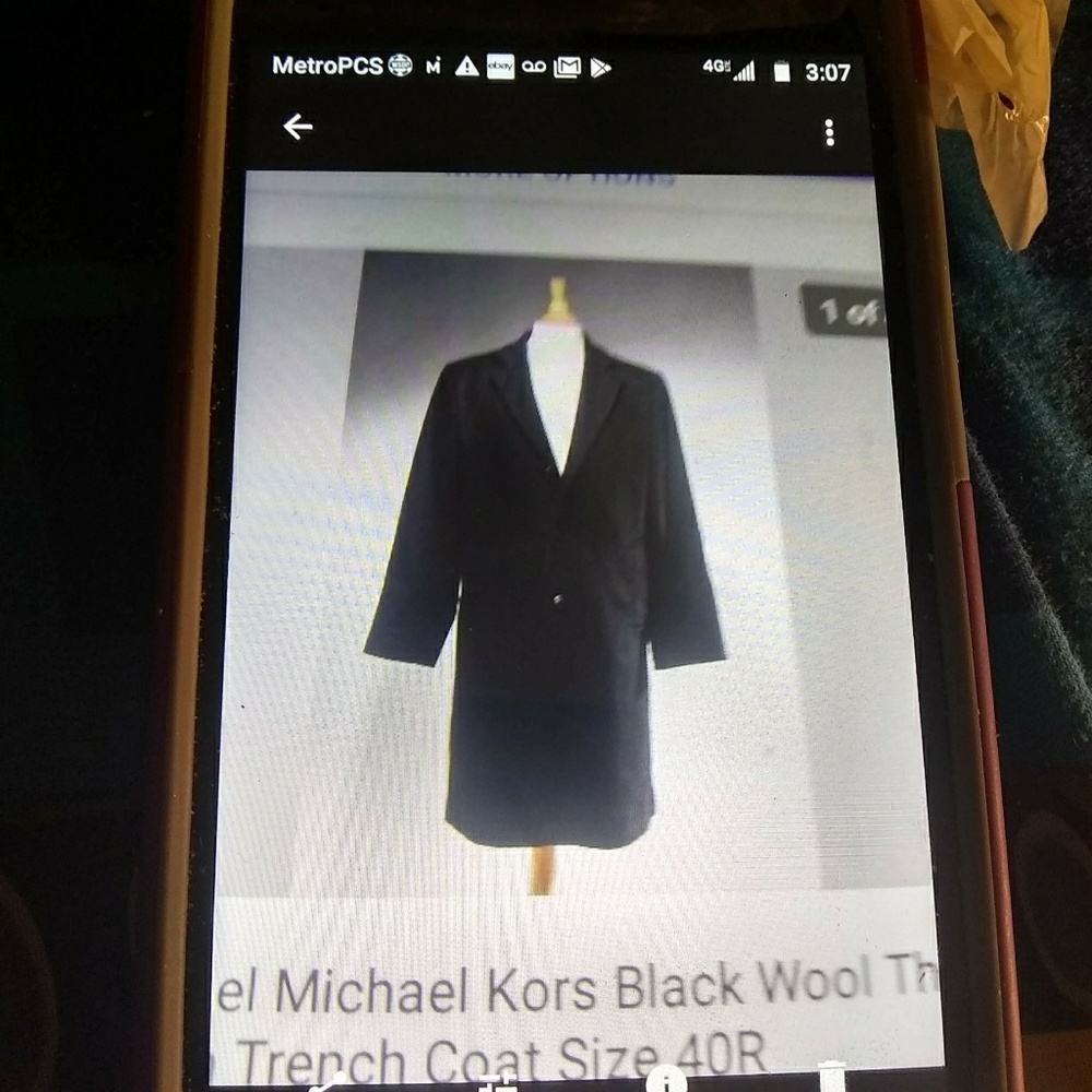 Michael Kors wool black trench coat size 40 R